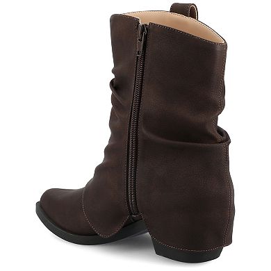 Journee Wynette Women's Slouchy Pointed Toe Cuban Heel Ankle Boots In Regular & Wide Width