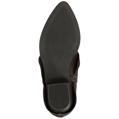 Journee Wynette Women's Slouchy Pointed Toe Cuban Heel Ankle Boots In Regular & Wide Width