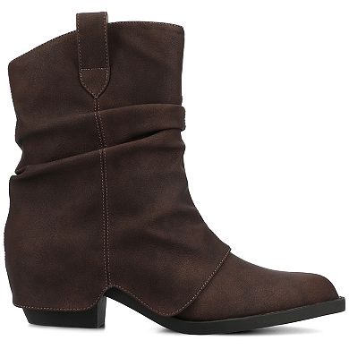 Journee Wynette Women's Slouchy Pointed Toe Cuban Heel Ankle Boots In Regular & Wide Width
