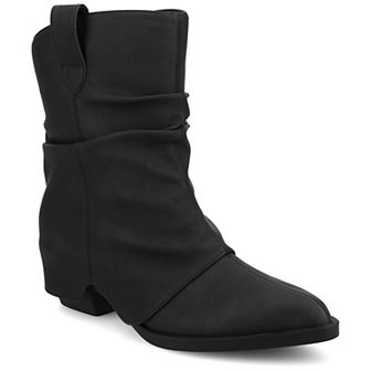 Journee Wynette Women's Slouchy Pointed Toe Cuban Heel Ankle Boots In Regular & Wide Width