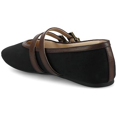 Journee Florene Women's Almond Toe Buckle Detail Mary Jane Flats