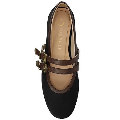 Journee Florene Women's Almond Toe Buckle Detail Mary Jane Flats