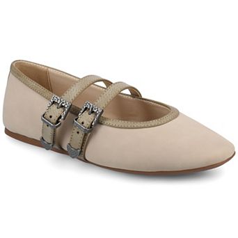 Journee Florene Women's Almond Toe Buckle Detail Mary Jane Flats