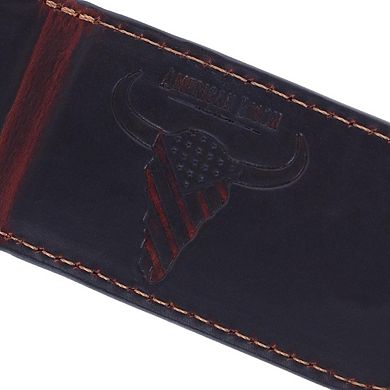 American Bison Men's Oil Pull Up Leather Magnetic Money Clip