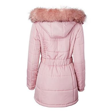 Sportoli Jackets for Women Down Alternative Parka Longer Winter Puffer Coat with Faux Fur Hood