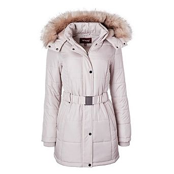 Jackets for Women Down Alternative Parka Longer Winter Puffer Coat with Faux Fur Hood