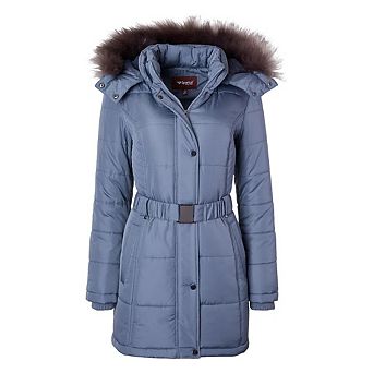 Jackets for Women Down Alternative Parka Longer Winter Puffer Coat with Faux Fur Hood