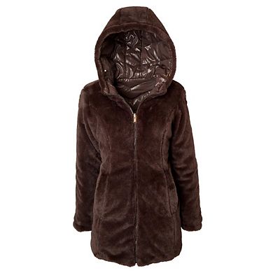Sportoli Womens Winter Coat Reversible Faux Fur Lined Quilted Puffer Jacket