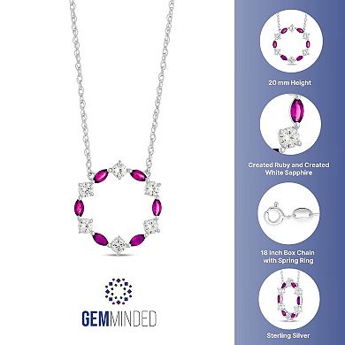 Gemminded Sterling Silver Lab-Created Gemstone & Lab-Created White Sapphire Pendant Necklace
