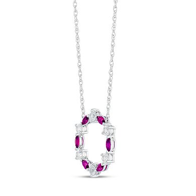 Gemminded Sterling Silver Lab-Created Gemstone & Lab-Created White Sapphire Pendant Necklace