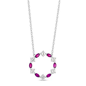 Gemminded Sterling Silver Lab-Created Gemstone & Lab-Created White Sapphire Pendant Necklace