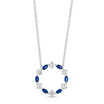 Gemminded Sterling Silver Lab-Created Gemstone & Lab-Created White Sapphire Pendant Necklace
