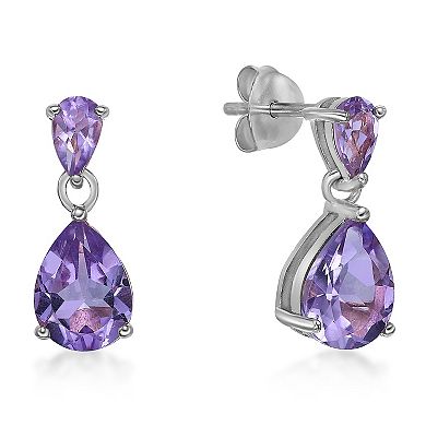 Gemminded Sterling Silver Amethyst Pear Drop Earrings
