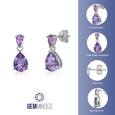 Gemminded Sterling Silver Amethyst Pear Drop Earrings
