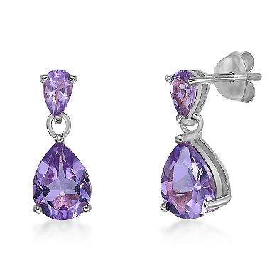 Gemminded Sterling Silver Amethyst Pear Drop Earrings