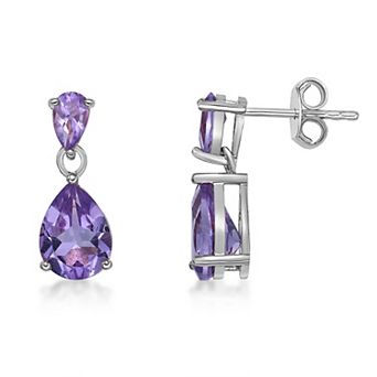 Gemminded Sterling Silver Amethyst Pear Drop Earrings