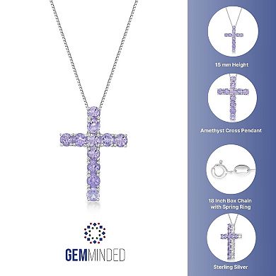 Gemminded Sterling Silver Amethyst Cross Pendant Necklace