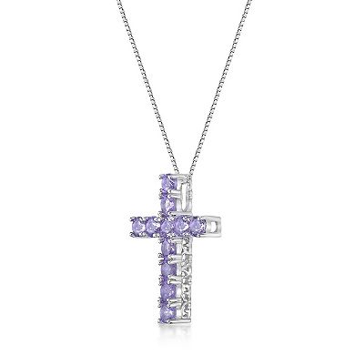 Gemminded Sterling Silver Amethyst Cross Pendant Necklace
