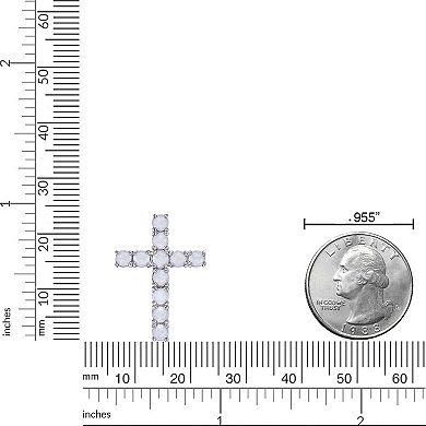 Gemminded Sterling Silver Lab-Created Opal Cross Pendant Necklace