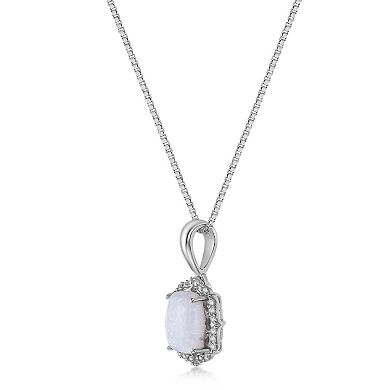 Gemminded Sterling Silver Lab-Created Opal & Lab-Created White Sapphire Pendant Necklace