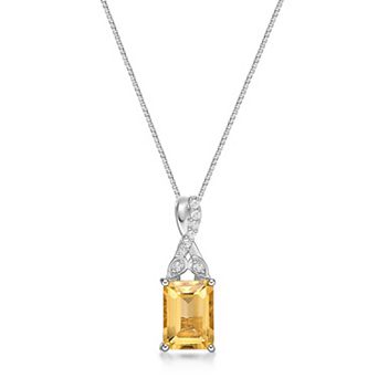 Gemminded Sterling Silver Citrine & Lab-Created White Sapphire Pendant Necklace