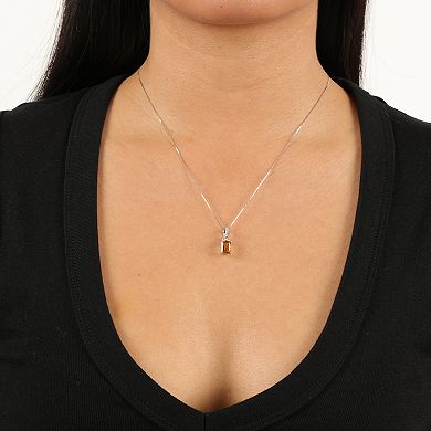 Gemminded Sterling Silver Citrine & Lab-Created White Sapphire Pendant Necklace