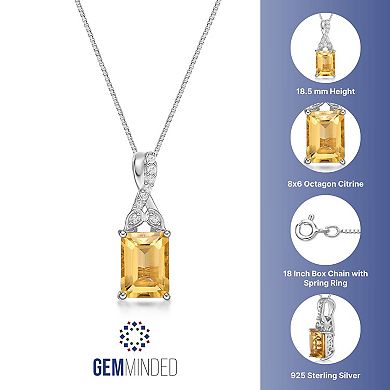 Gemminded Sterling Silver Citrine & Lab-Created White Sapphire Pendant Necklace