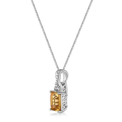 Gemminded Sterling Silver Citrine & Lab-Created White Sapphire Pendant Necklace
