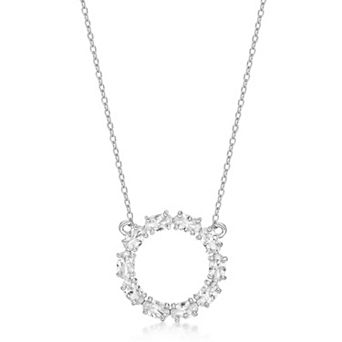 Gemminded Sterling Silver Lab-Created White Sapphire Pendant Necklace