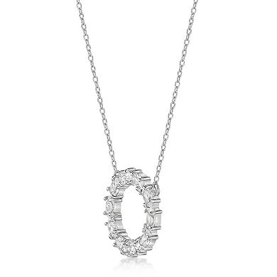 Gemminded Sterling Silver Lab-Created White Sapphire Pendant Necklace