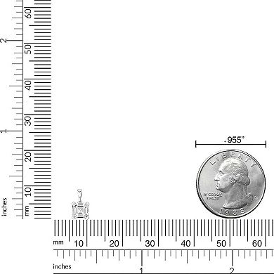 Gemminded Sterling Silver White Topaz Square Pendant Necklace