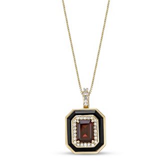 Gemminded 18k Gold Over Silver Garnet Onyx & Lab-Created White Sapphire Pendant Necklace