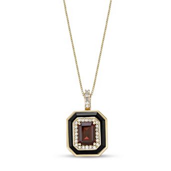 Gemminded 18k Gold Over Silver Garnet Onyx & Lab-Created White Sapphire Pendant Necklace