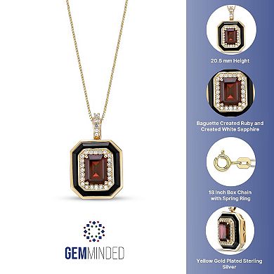 Gemminded 18k Gold Over Silver Garnet Onyx & Lab-Created White Sapphire Pendant Necklace