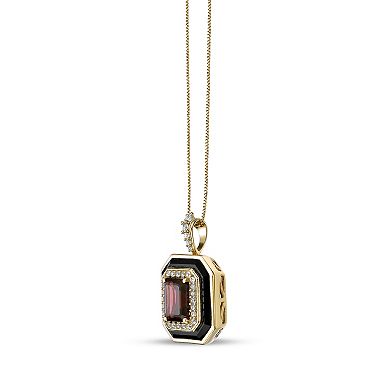 Gemminded 18k Gold Over Silver Garnet Onyx & Lab-Created White Sapphire Pendant Necklace
