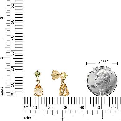 Gemminded 18k Gold Over Silver Citrine & Peridot Drop Earrings