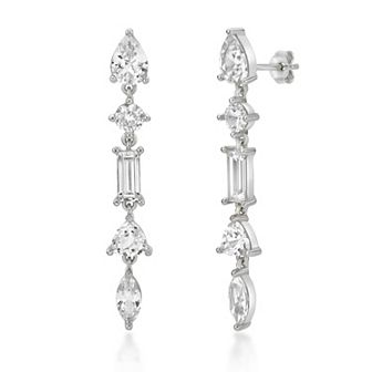 Gemminded Sterling Silver Lab-Created White Sapphire Drop Earrings