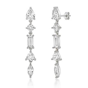 Gemminded Sterling Silver Lab-Created White Sapphire Drop Earrings