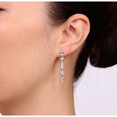 Gemminded Sterling Silver Lab-Created White Sapphire Drop Earrings