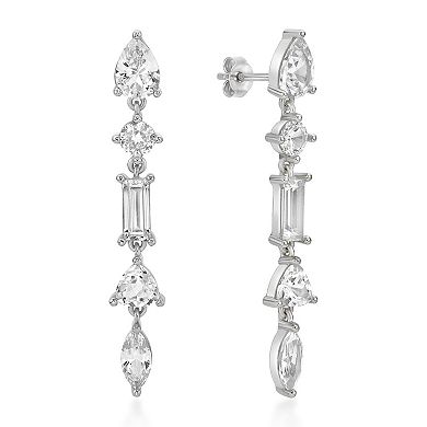 Gemminded Sterling Silver Lab-Created White Sapphire Drop Earrings
