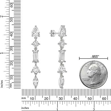 Gemminded Sterling Silver Lab-Created White Sapphire Drop Earrings