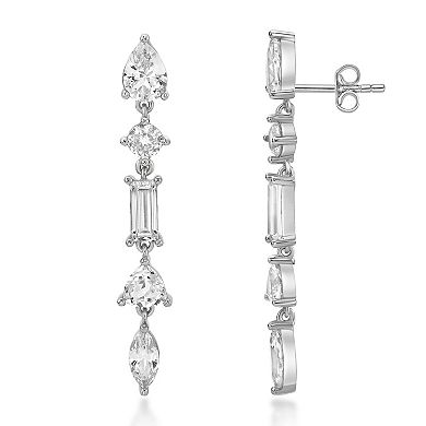 Gemminded Sterling Silver Lab-Created White Sapphire Drop Earrings