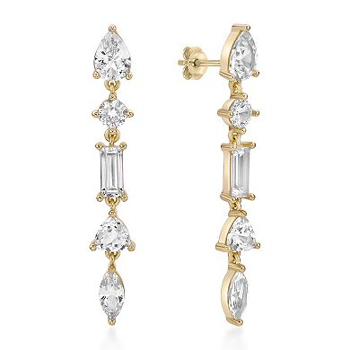 Gemminded 18k Gold Over Silver Lab-Created White Sapphire Drop Earrings