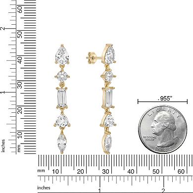 Gemminded 18k Gold Over Silver Lab-Created White Sapphire Drop Earrings