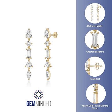 Gemminded 18k Gold Over Silver Lab-Created White Sapphire Drop Earrings