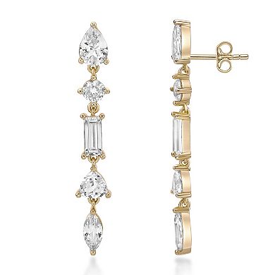 Gemminded 18k Gold Over Silver Lab-Created White Sapphire Drop Earrings