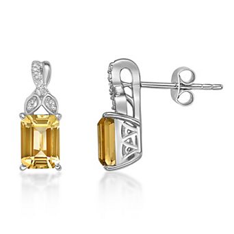 Gemminded Sterling Silver Citrine & Lab-Created White Sapphire Earrings