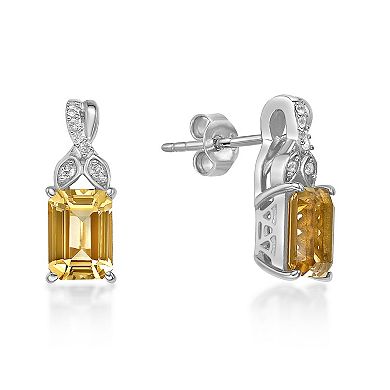 Gemminded Sterling Silver Citrine & Lab-Created White Sapphire Earrings