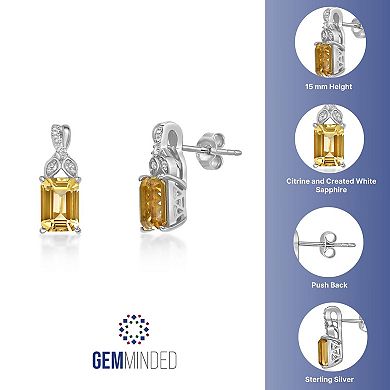 Gemminded Sterling Silver Citrine & Lab-Created White Sapphire Earrings