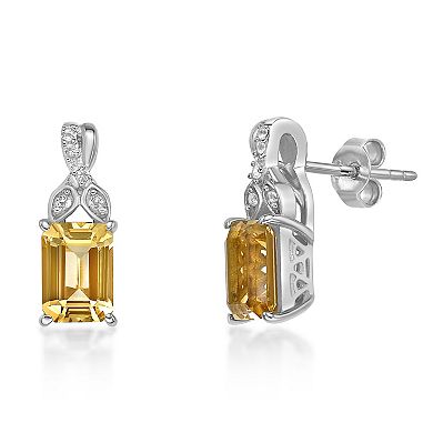 Gemminded Sterling Silver Citrine & Lab-Created White Sapphire Earrings